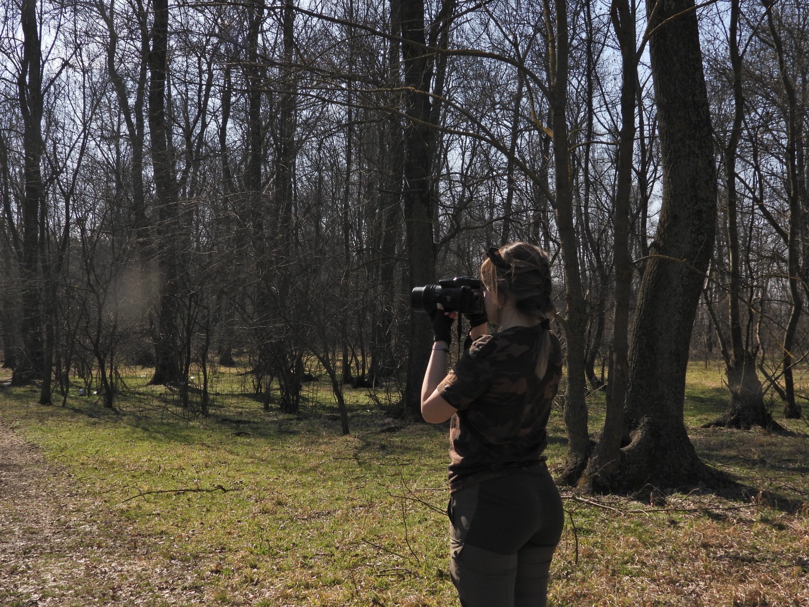 Sara working on site