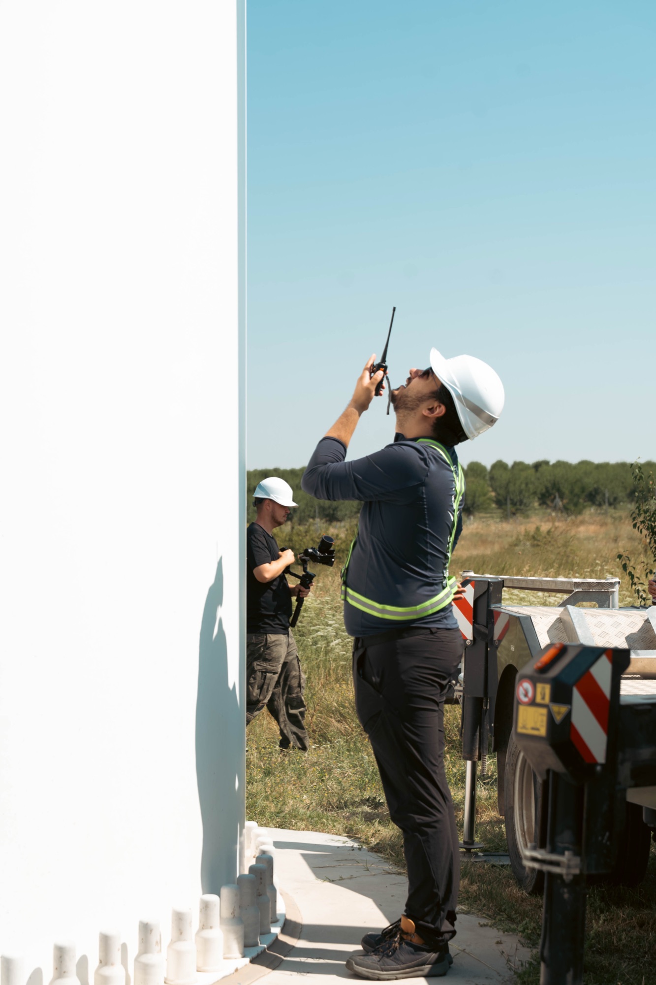 Verificarea unui modul montat pe turnul turbinei